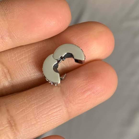 Authentic Retired Pandora CZ Bling Sparkling Charm Safety Clip Stopper Spacer - Picture 11 of 11